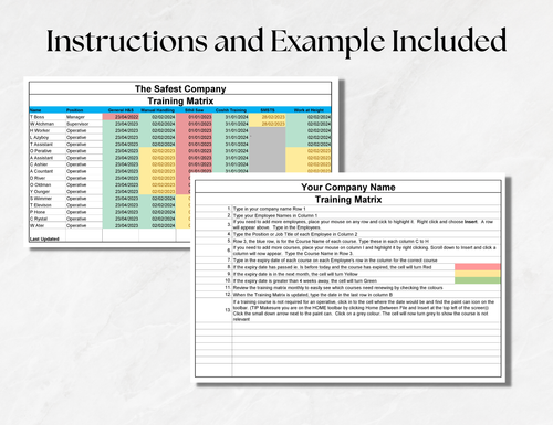Employee Training Tracker – Colour-Coded Expiry Excel Spreadsheet
