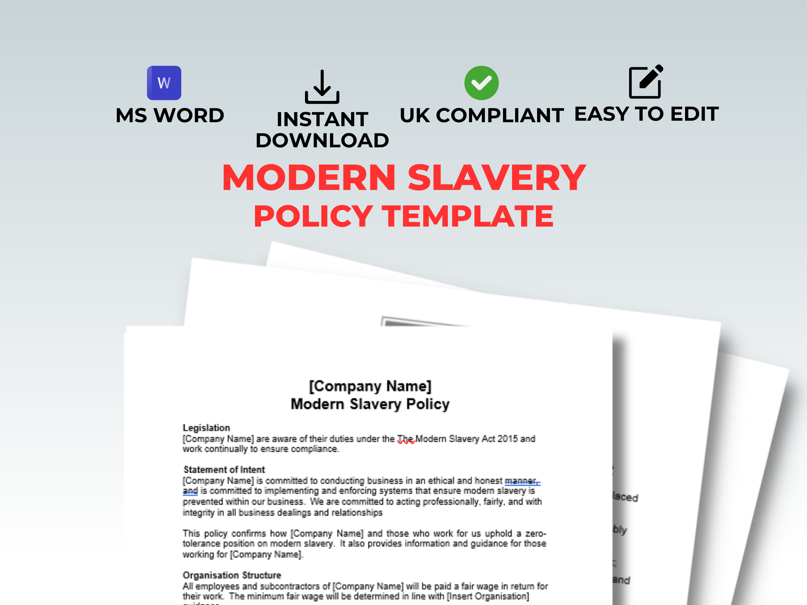 Modern Slavery Policy Template – UK Compliance Word Document